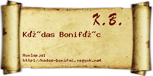 Kádas Bonifác névjegykártya